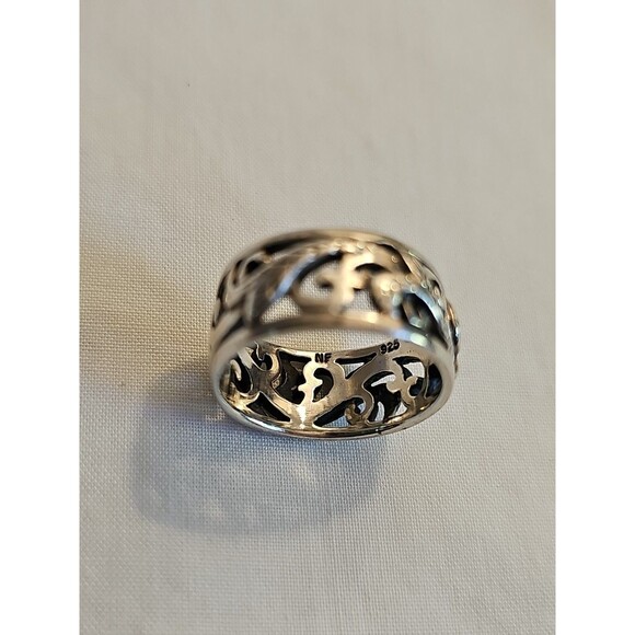 925 Antique NF Sterling Silver Leaf Filigree Ring Vintage Cigar Band 6.75 - Picture 6 of 6